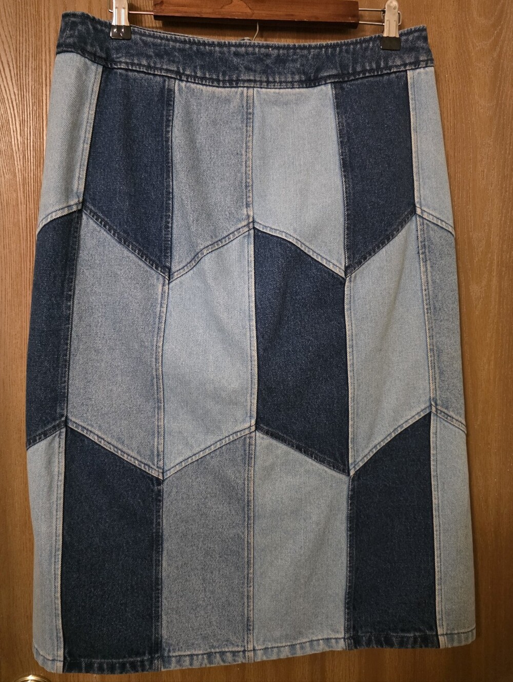 Sezane Alexane Skirt Denim Patchwork - Size 10 - Picture 3 of 4
